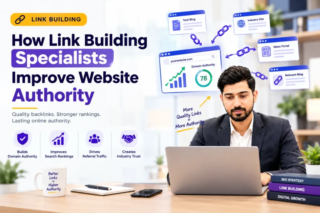 Link building specialists improving website authority