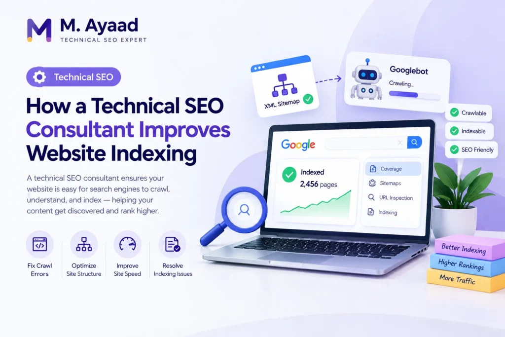 Technical SEO consultant improving website indexing
