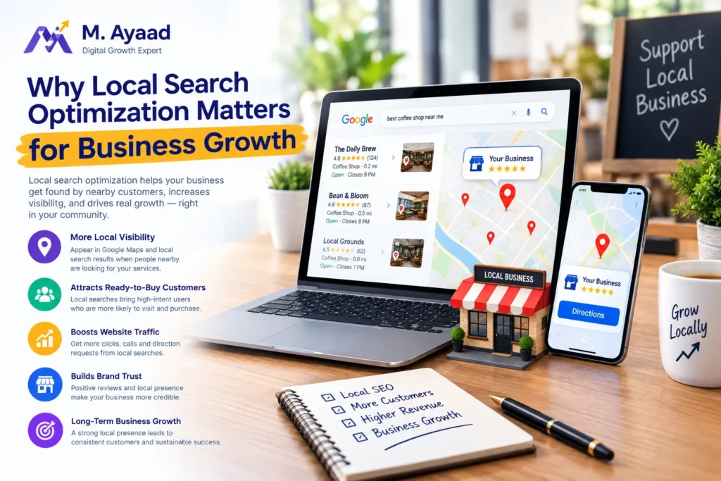Local search optimization supporting business growth